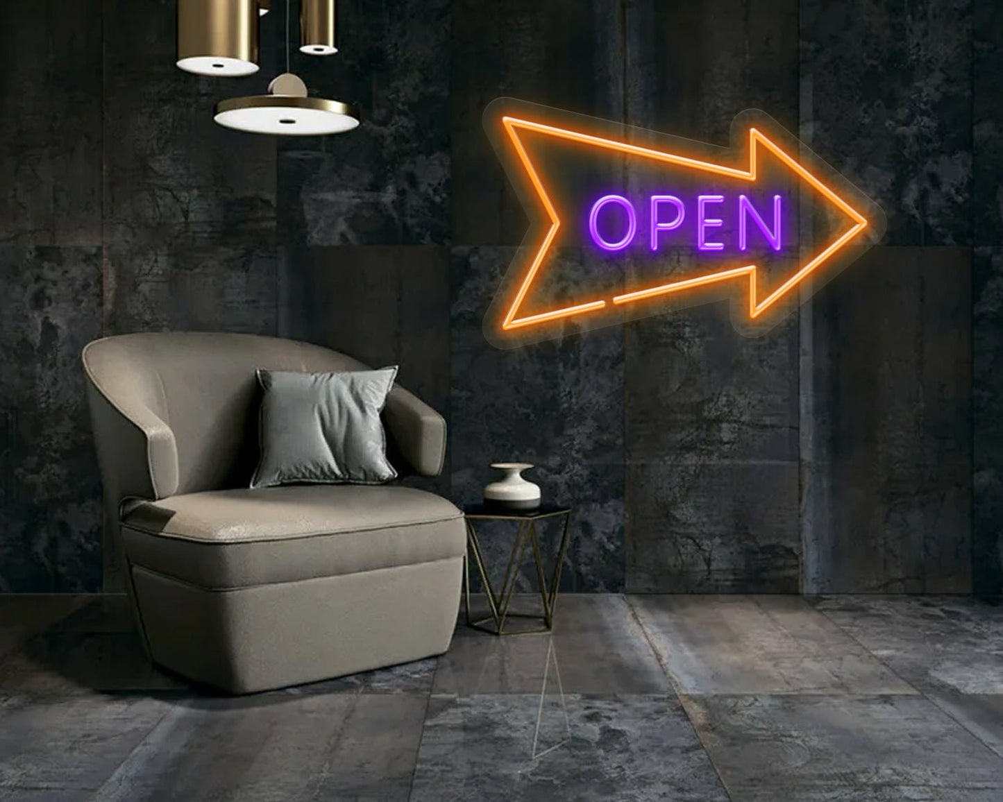 Open with Arrow Neon Sign