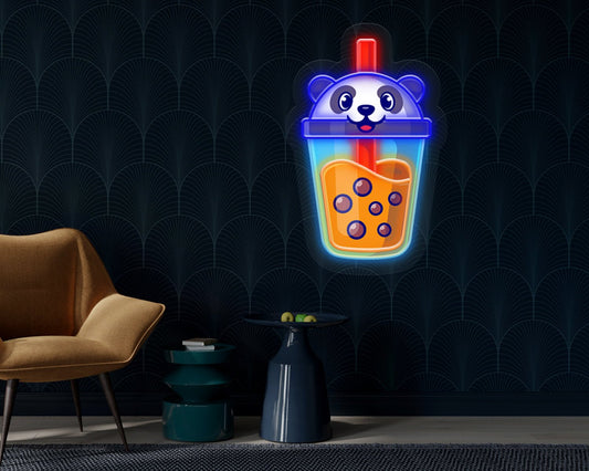 Cute Panda Boba Neon Sign