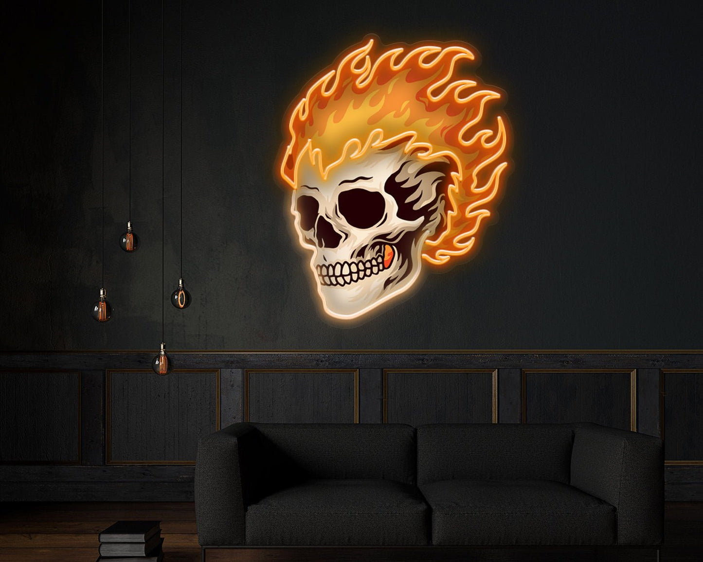 Fire Skull Neon Sign