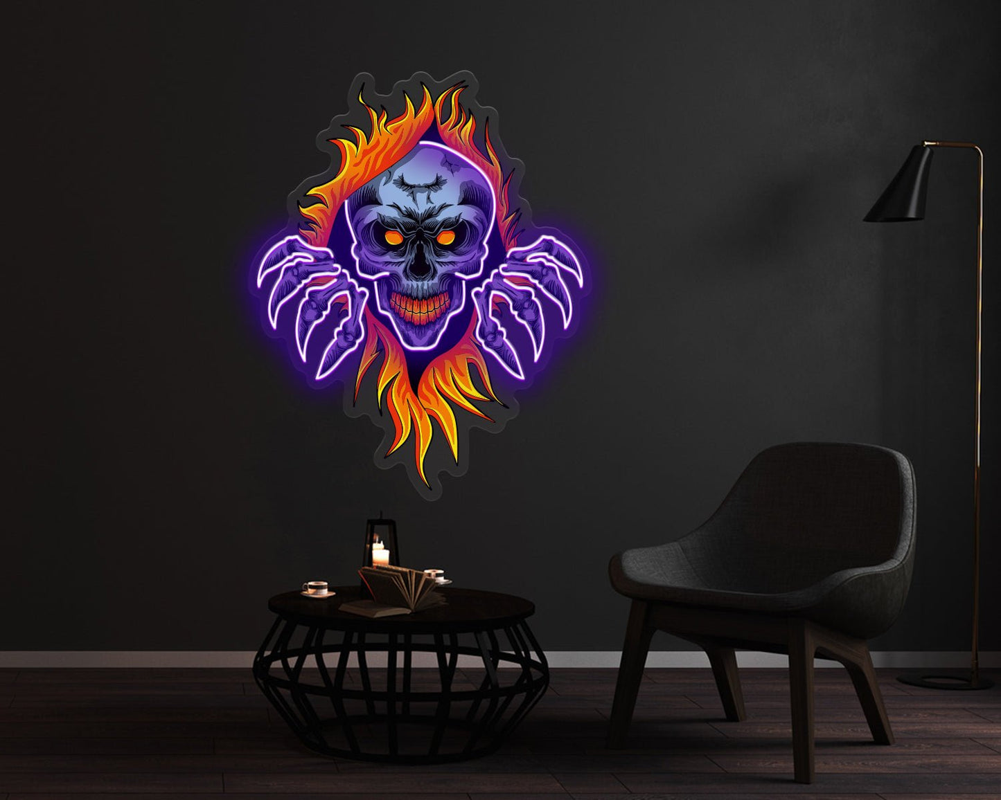 Fire Skull Neon Sign