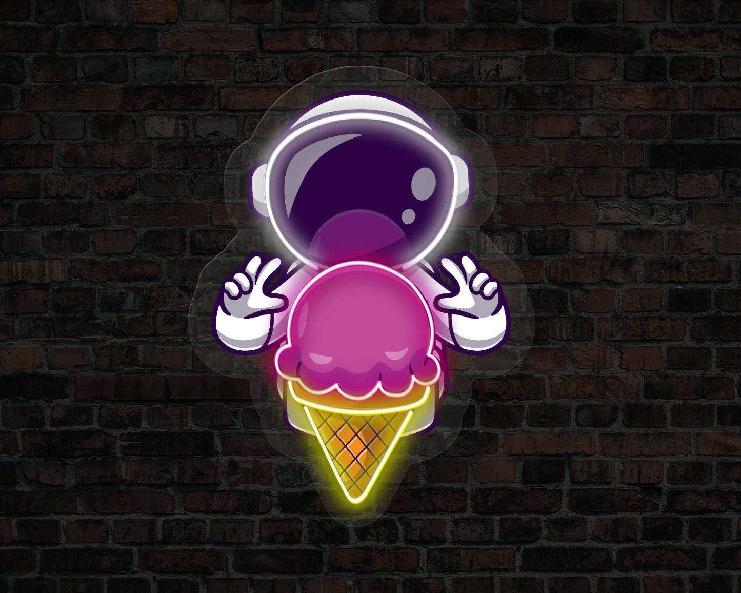 Astronaut with Ice Cream Pop Art Neon Sign