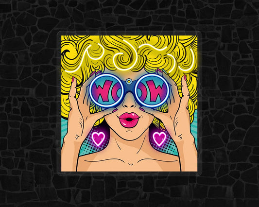 Wow Face Sexy Pop Art Neon Sign