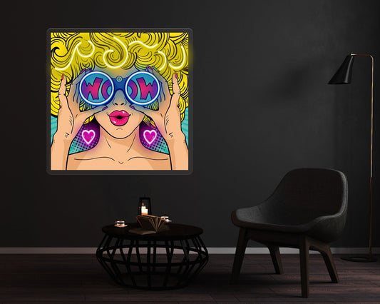 Wow Face Sexy Pop Art Neon Sign