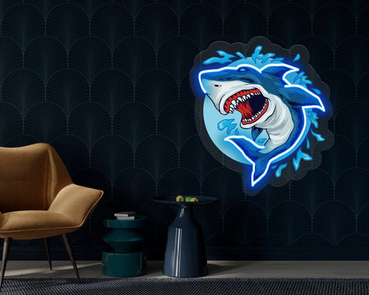 Angry Shark Neon Sign
