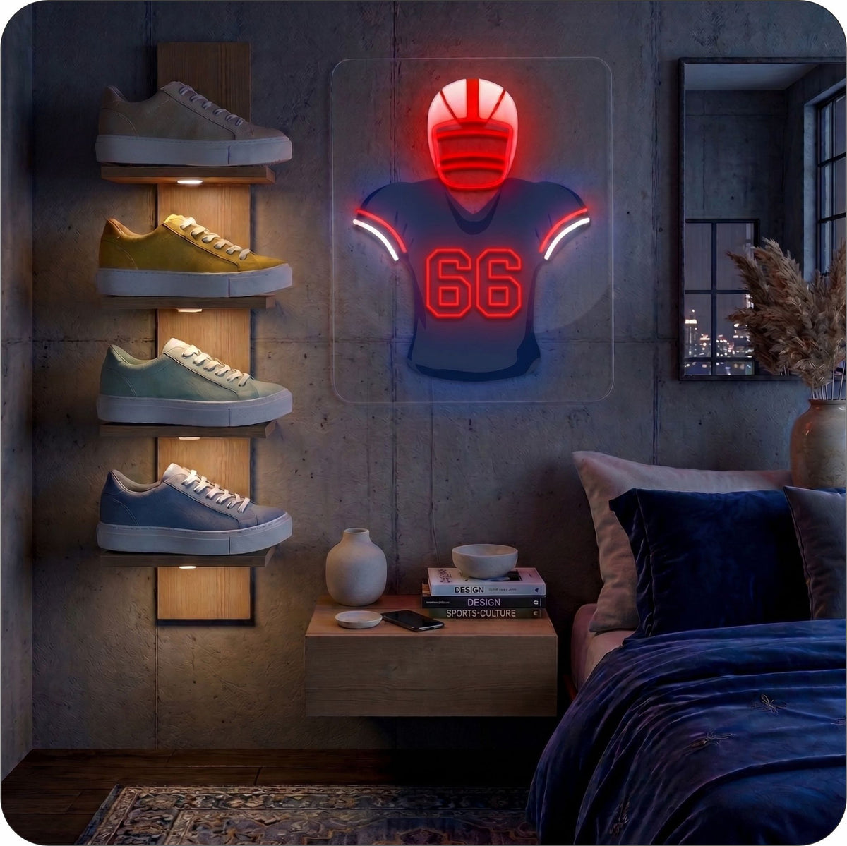 NE Jersey Football Neon Artwork Sign