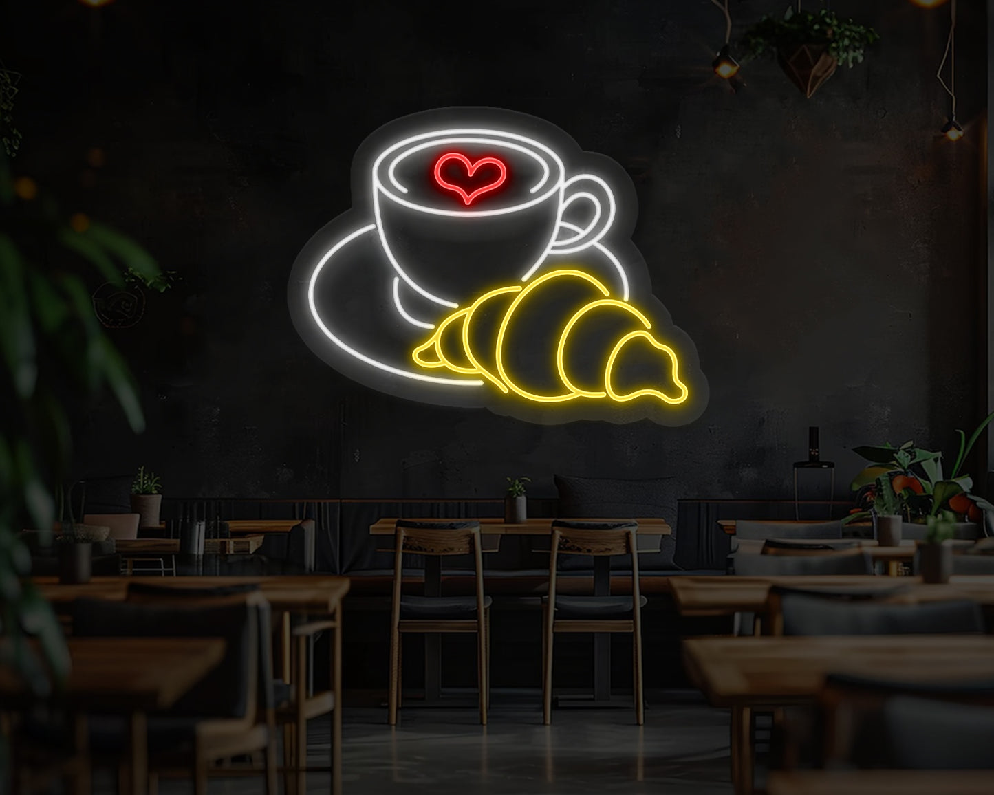 Croissant Coffee Neon Sign