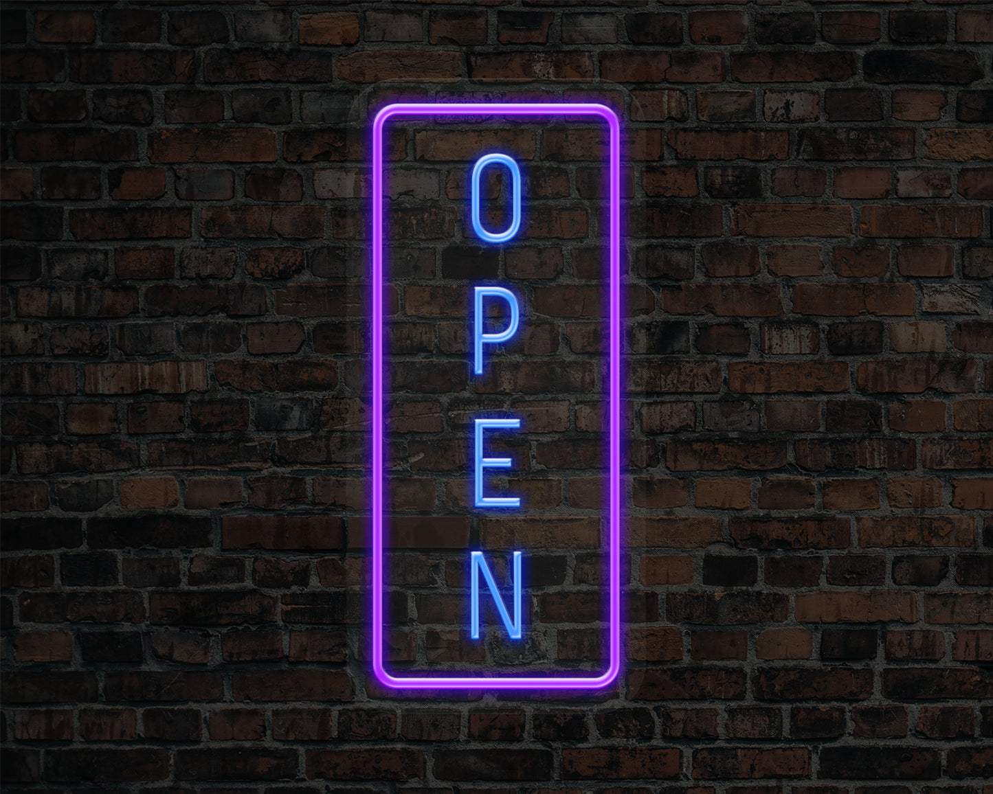 Open Vertical Neon Sign