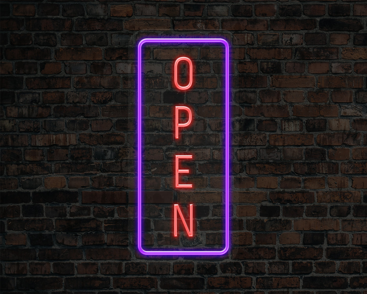 Open Vertical Neon Sign