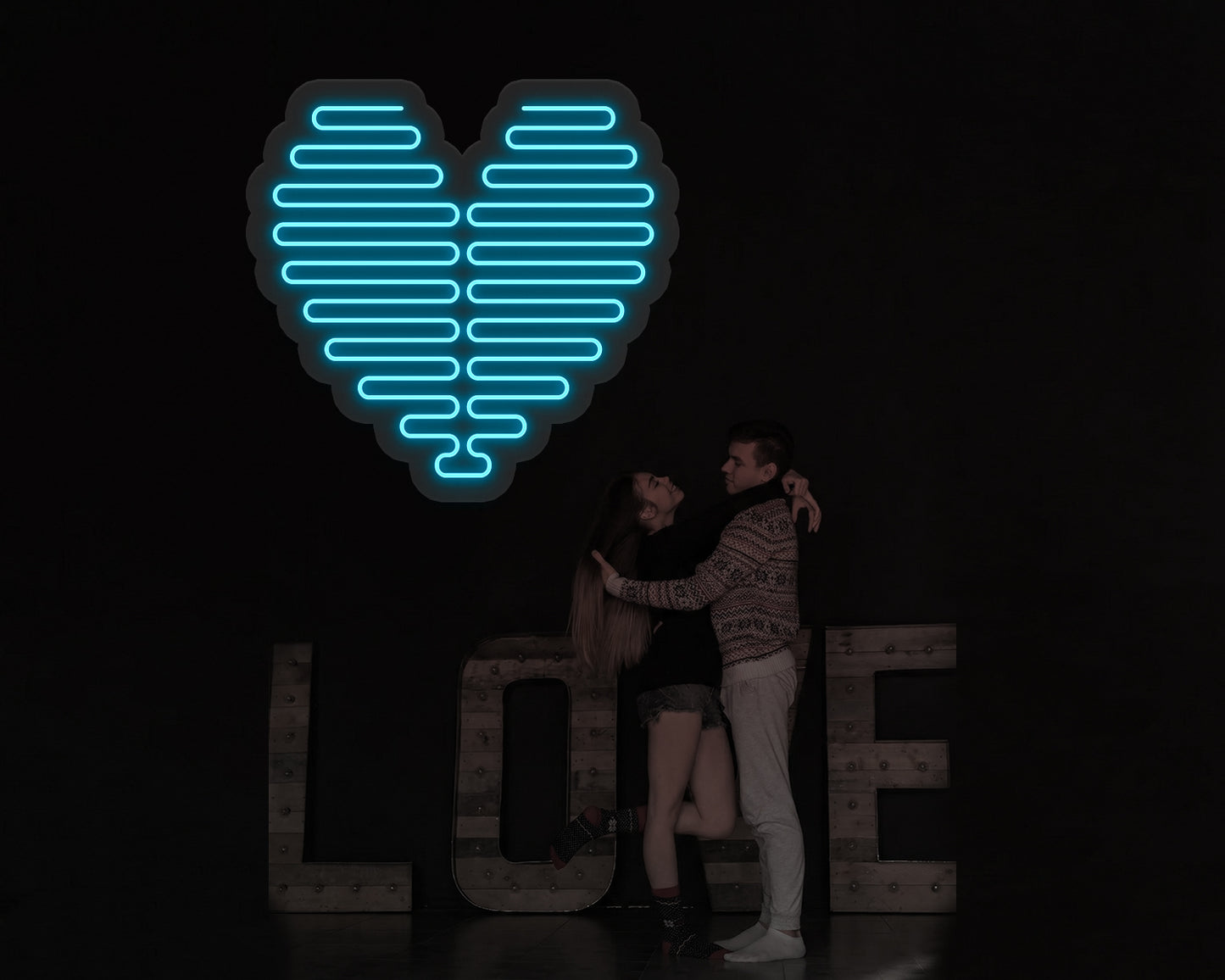 Valentine's Day Glowing Hearts Neon Sign