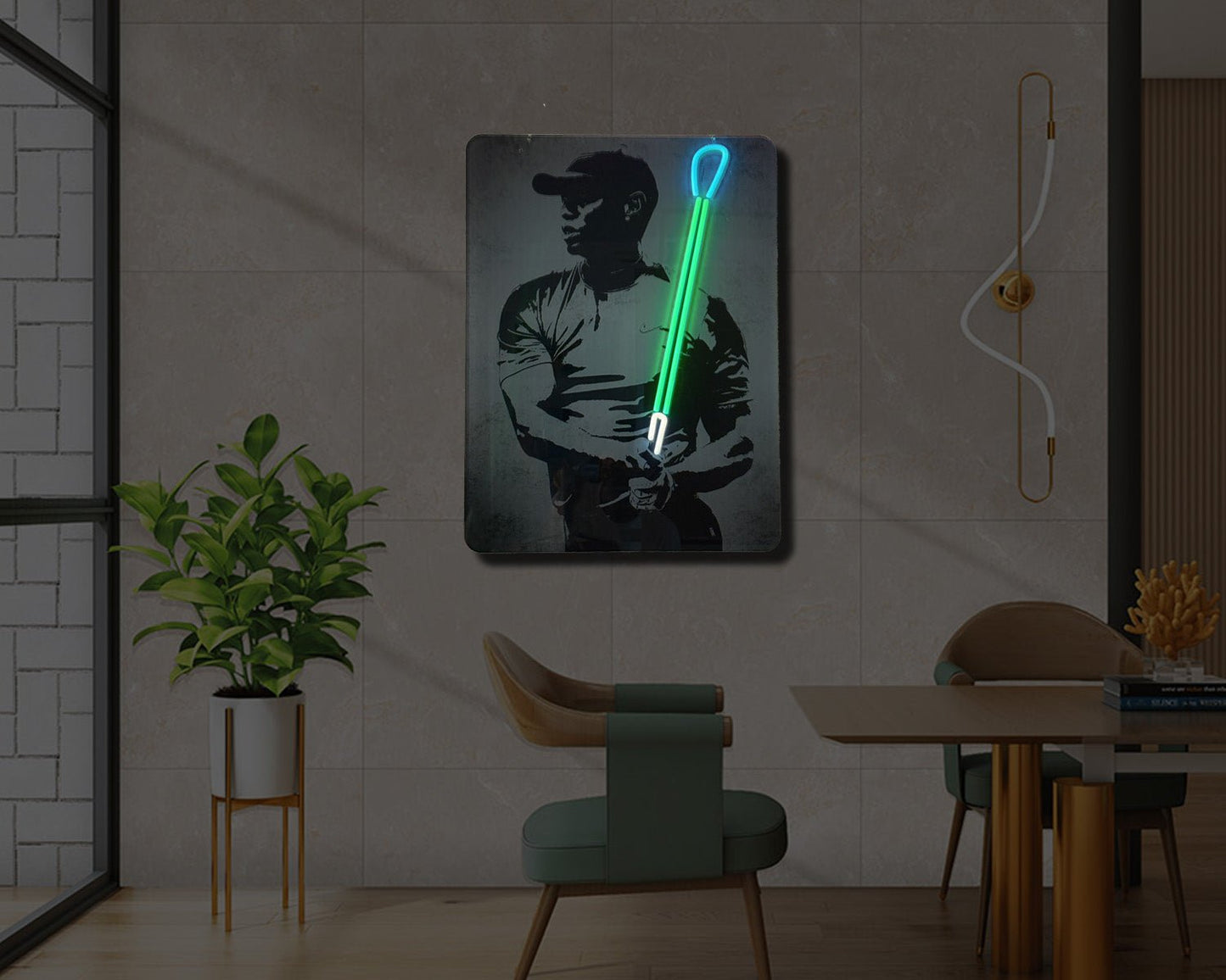 Tiger Woods UV Neon Sign