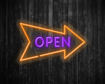Open with Arrow Neon Sign