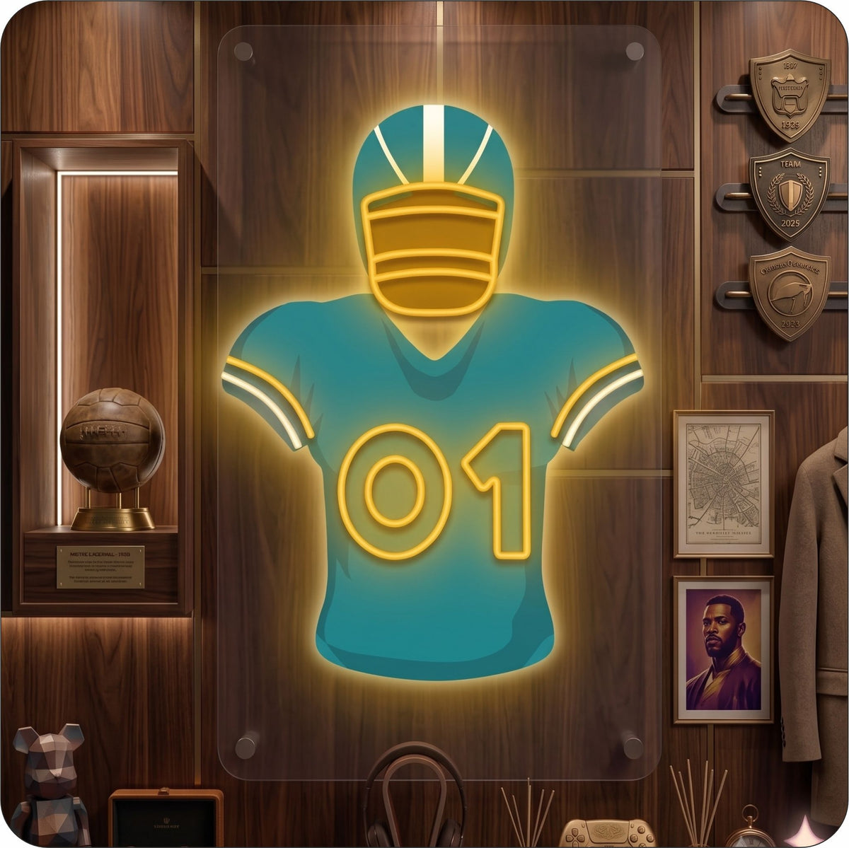 MIA Jersey Football Neon Artwork Sign