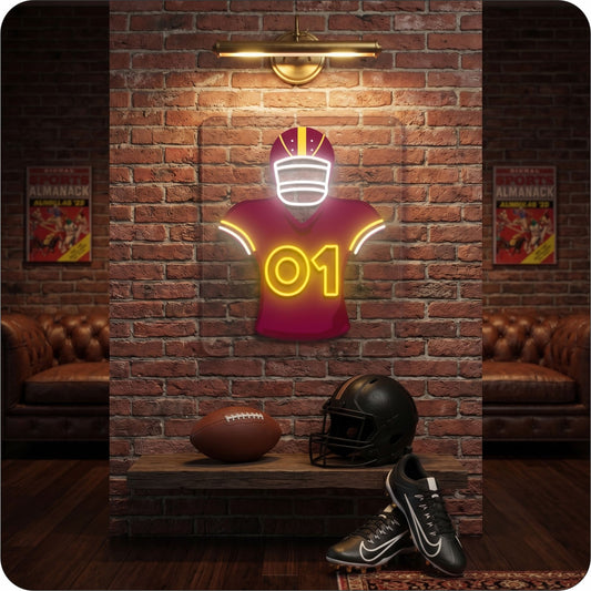WAS Jersey Football Neon Artwork Sign