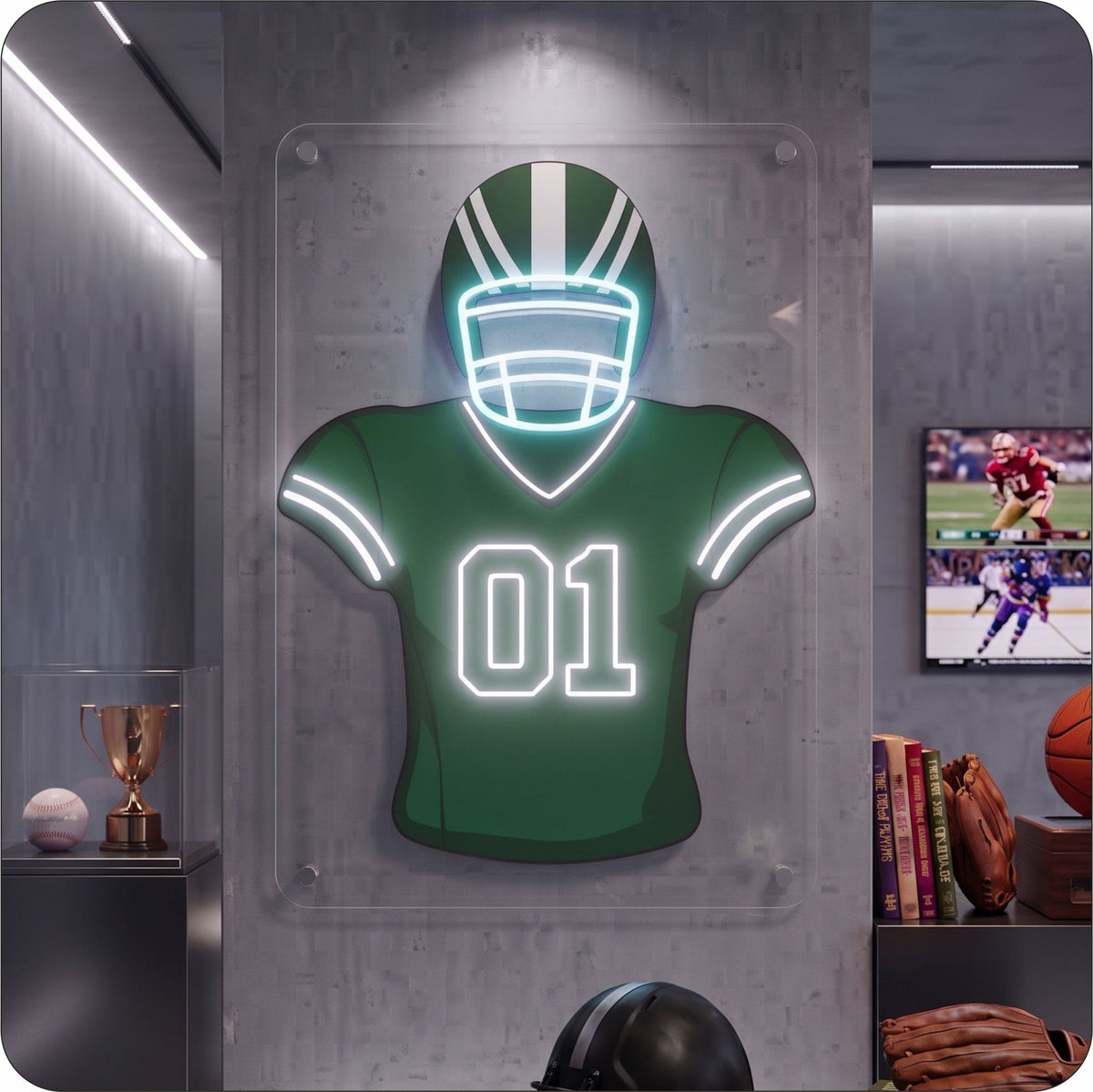 NYJ Jersey Football Neon Artwork Sign