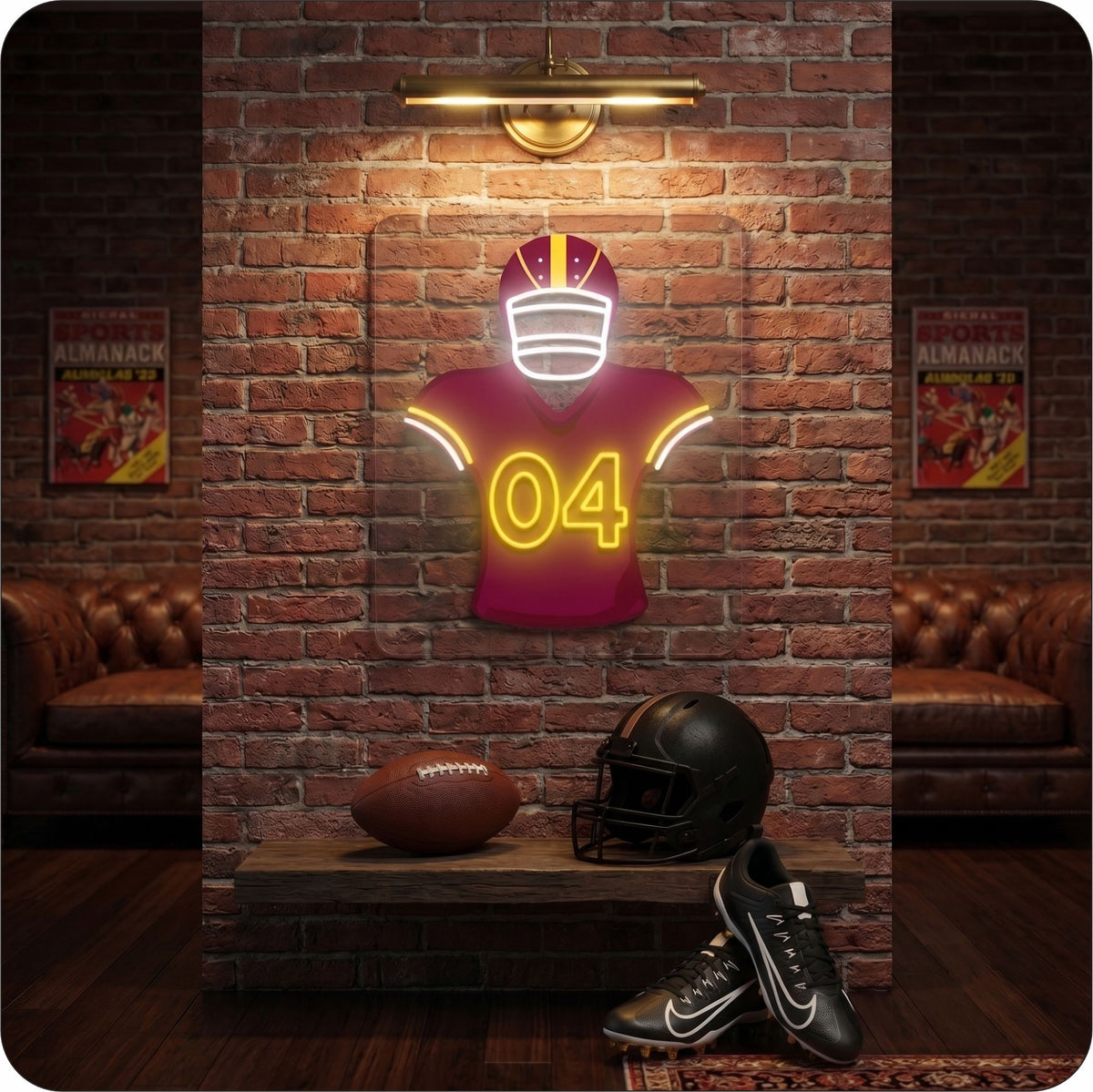 WAS Jersey Football Neon Artwork Sign