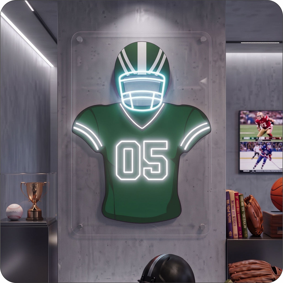 NYJ Jersey Football Neon Artwork Sign