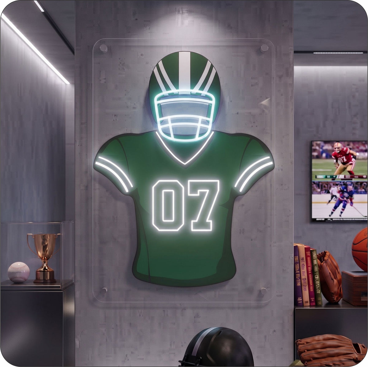 NYJ Jersey Football Neon Artwork Sign