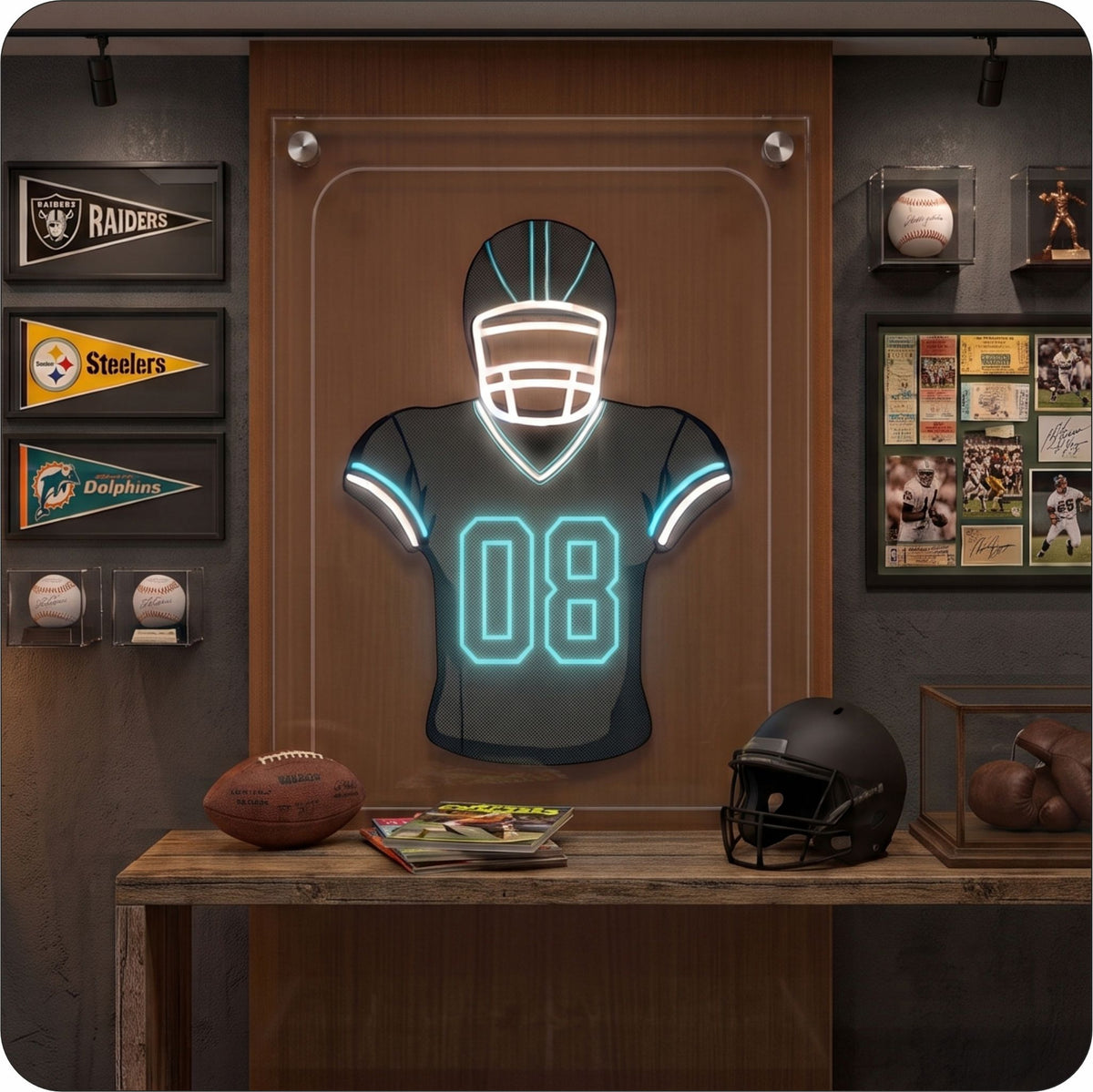 CAR Jersey Football Neon Artwork Sign