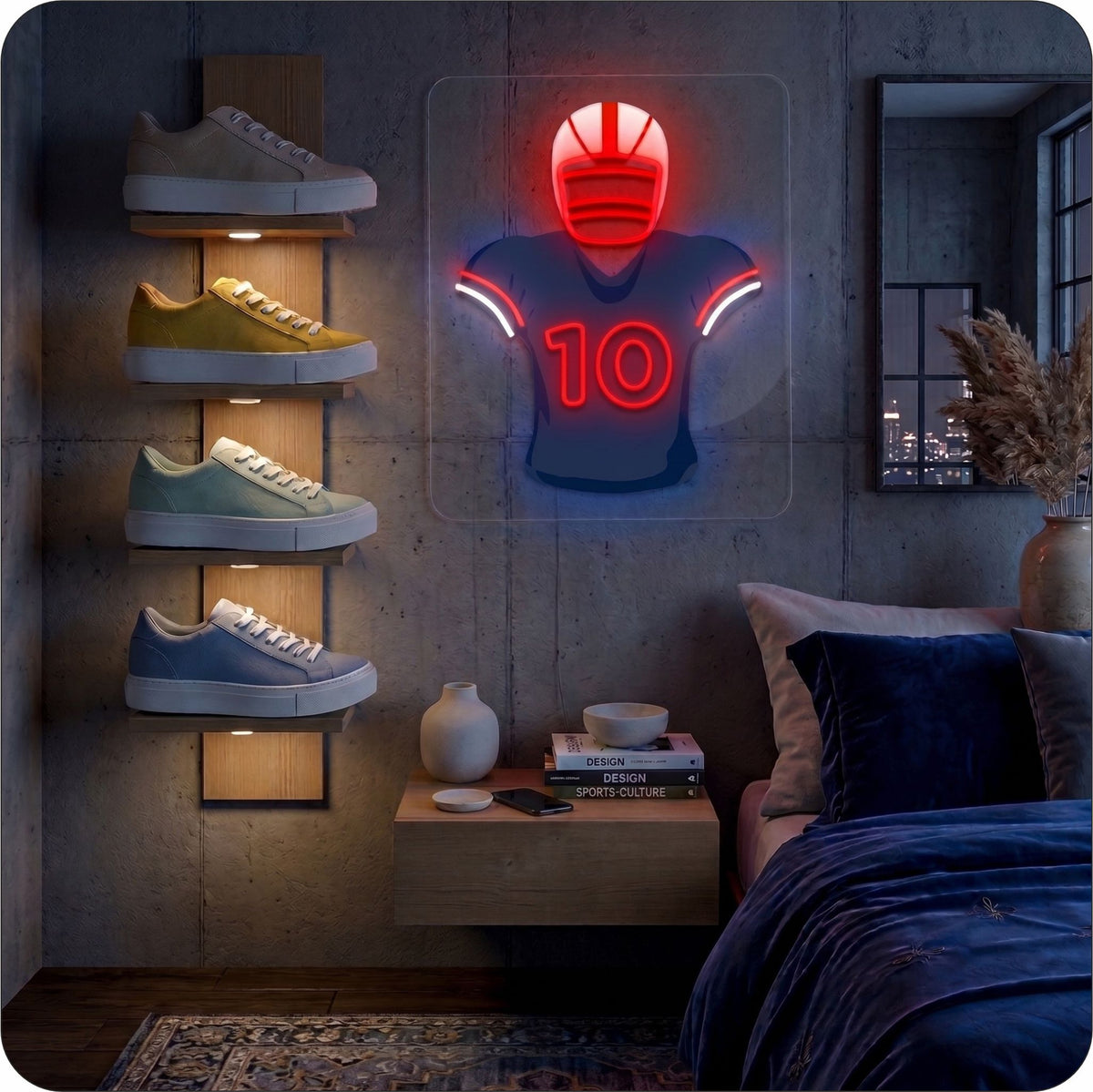 NE Jersey Football Neon Artwork Sign