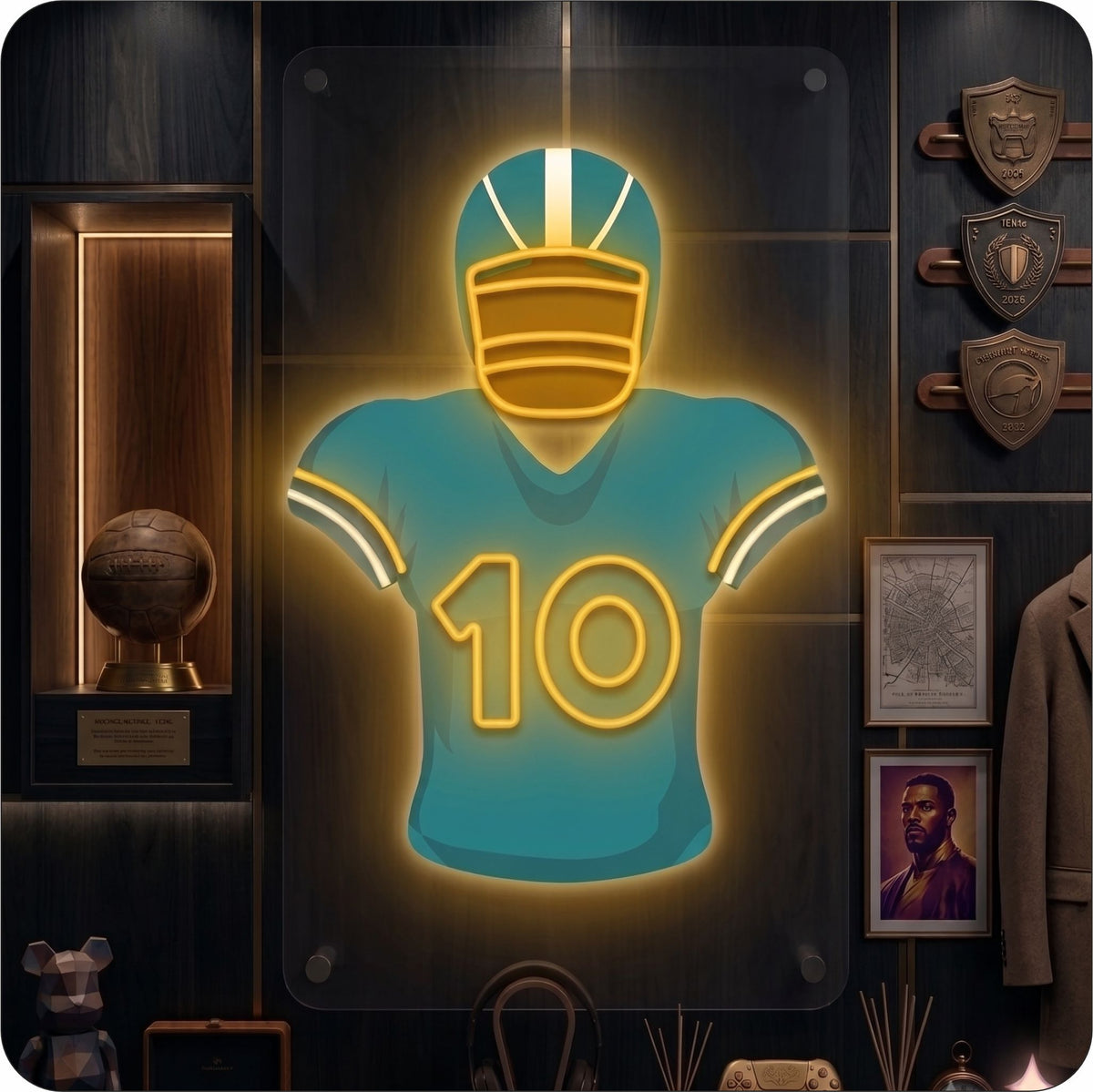 MIA Jersey Football Neon Artwork Sign
