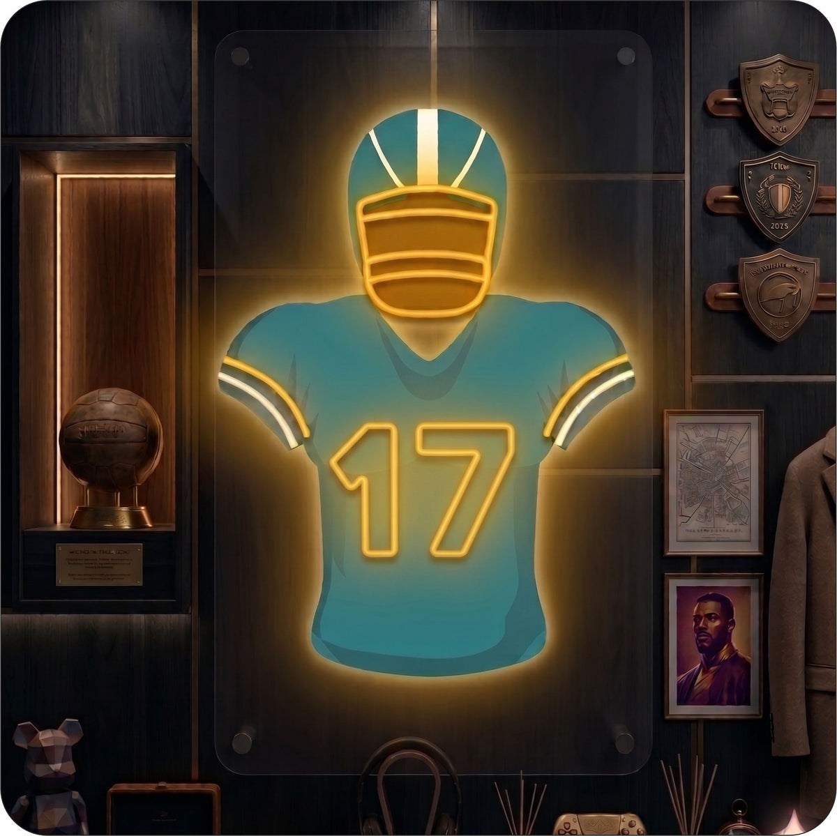 MIA Jersey Football Neon Artwork Sign