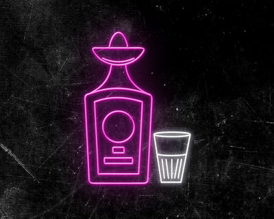 Tequilla & Short Glass Neon Sign