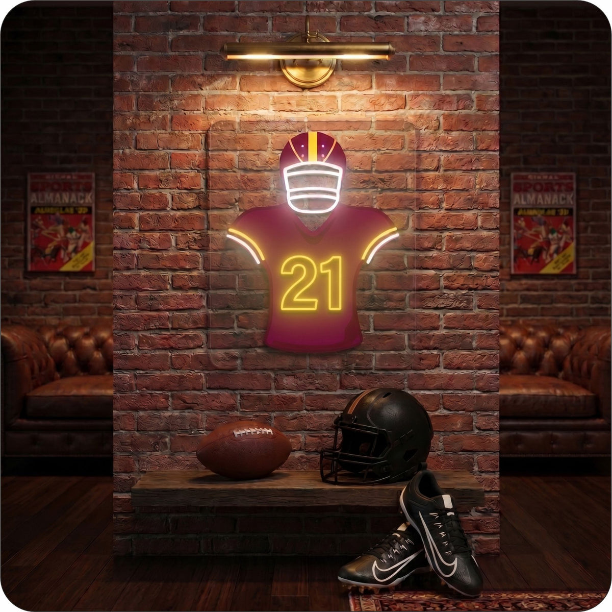 WAS Jersey Football Neon Artwork Sign