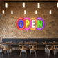 Open Multicolour Neon Sign