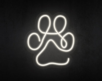 Line Art Paw Print Neon Sign