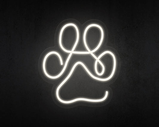 Line Art Paw Print Neon Sign