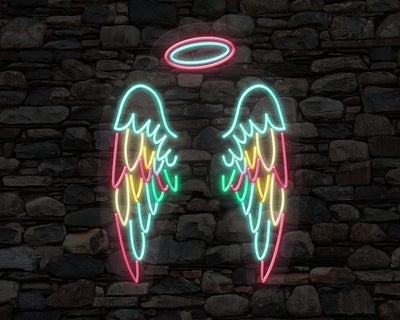 Colourful Angel Wings Neon Sign