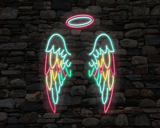 Colourful Angel Wings Neon Sign