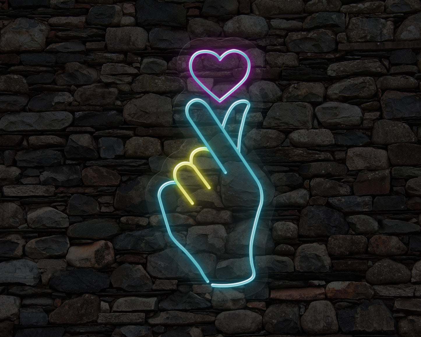The Finger and Heart! Neon Sign