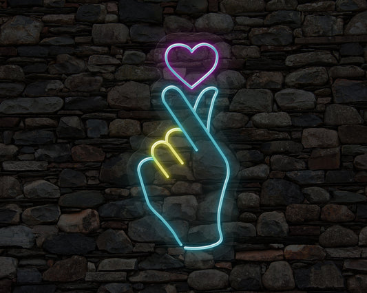 The Finger and Heart! Neon Sign