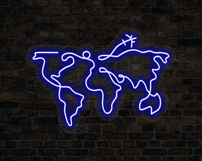 World Map Neon Sign