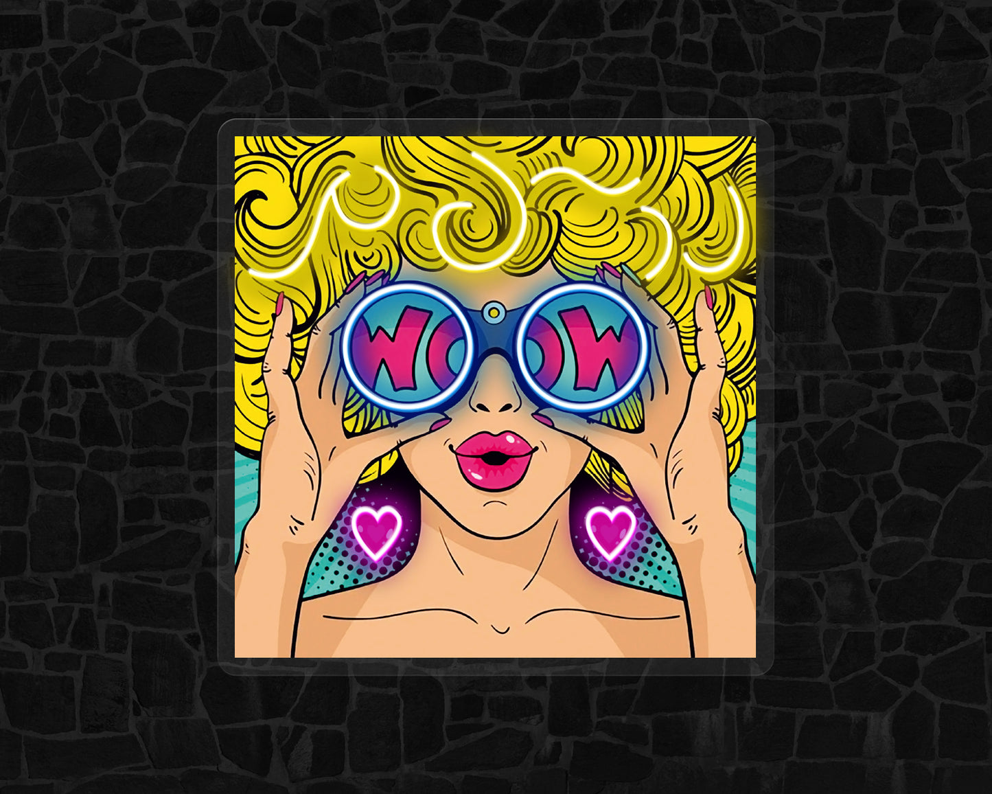 Wow Face Sexy Pop Art Neon Sign