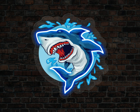 Angry Shark Neon Sign