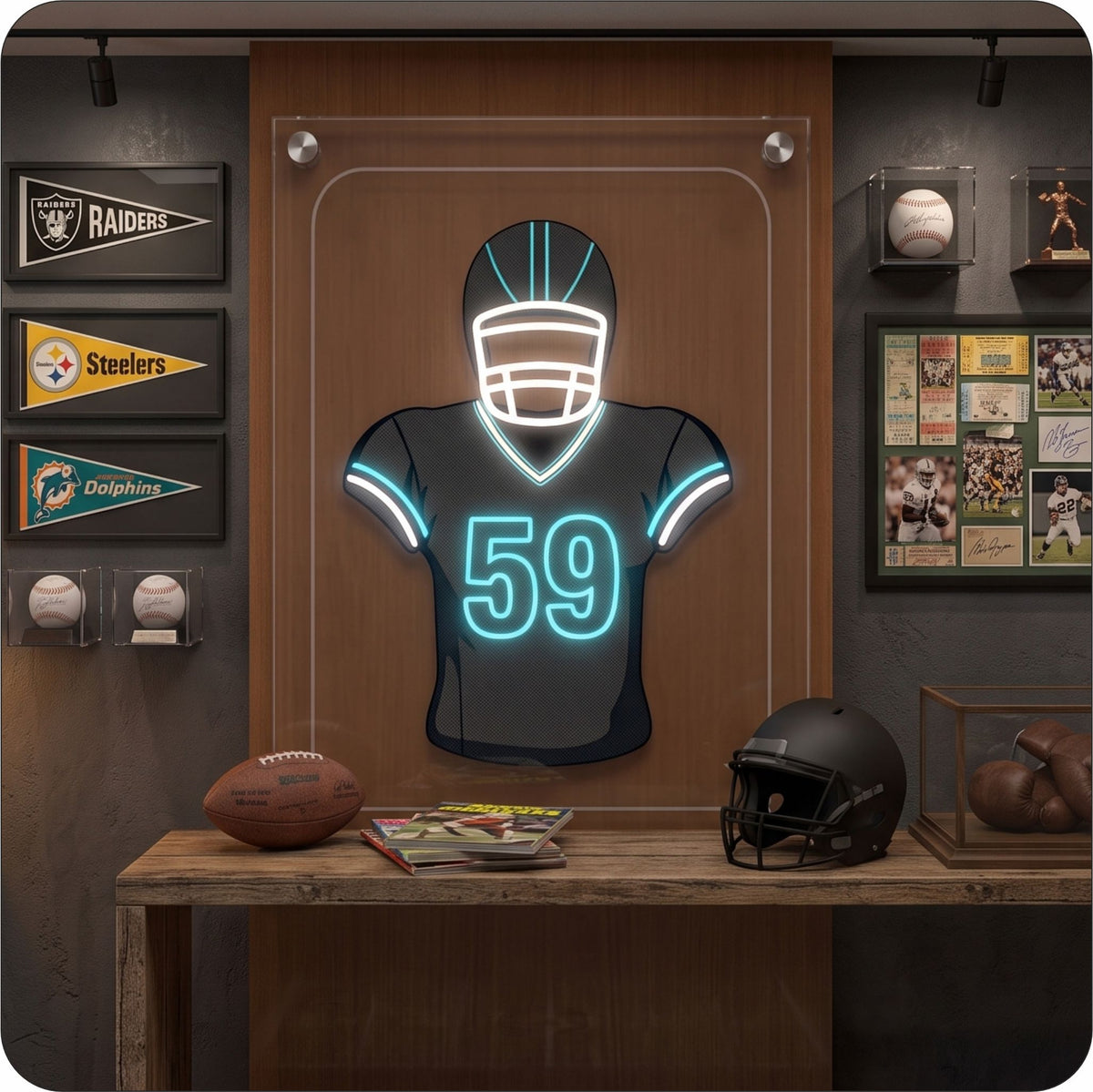 CAR Jersey Football Neon Artwork Sign