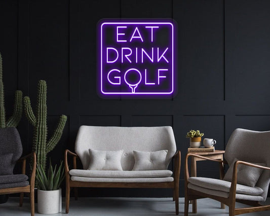 Elevate Your Man Cave with Eat Drink Golf Neon
