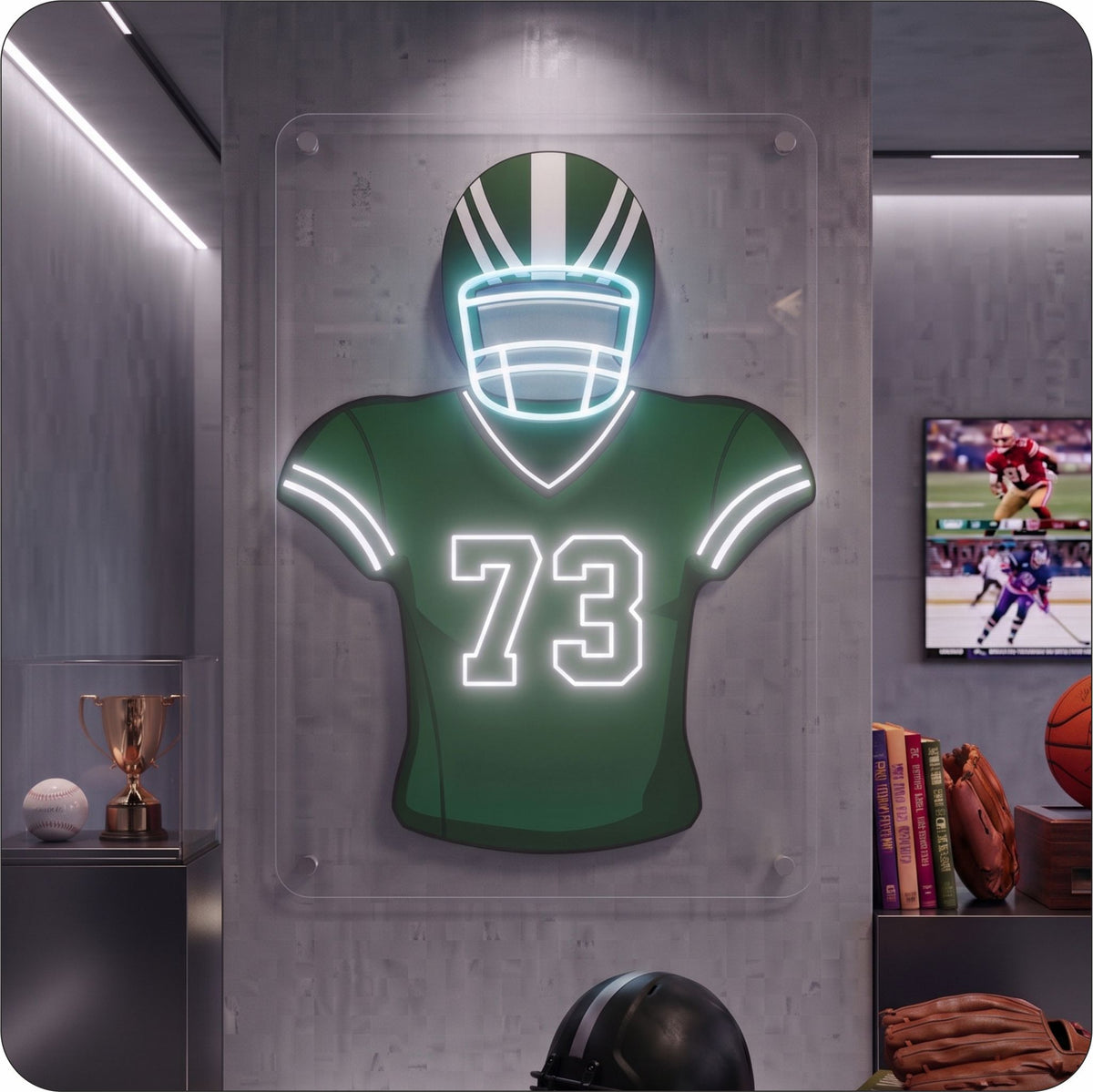 NYJ Jersey Football Neon Artwork Sign