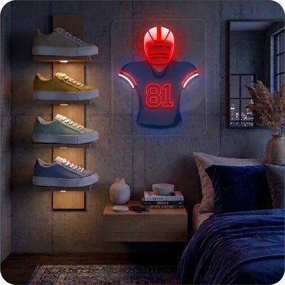 NE Jersey Football Neon Artwork Sign