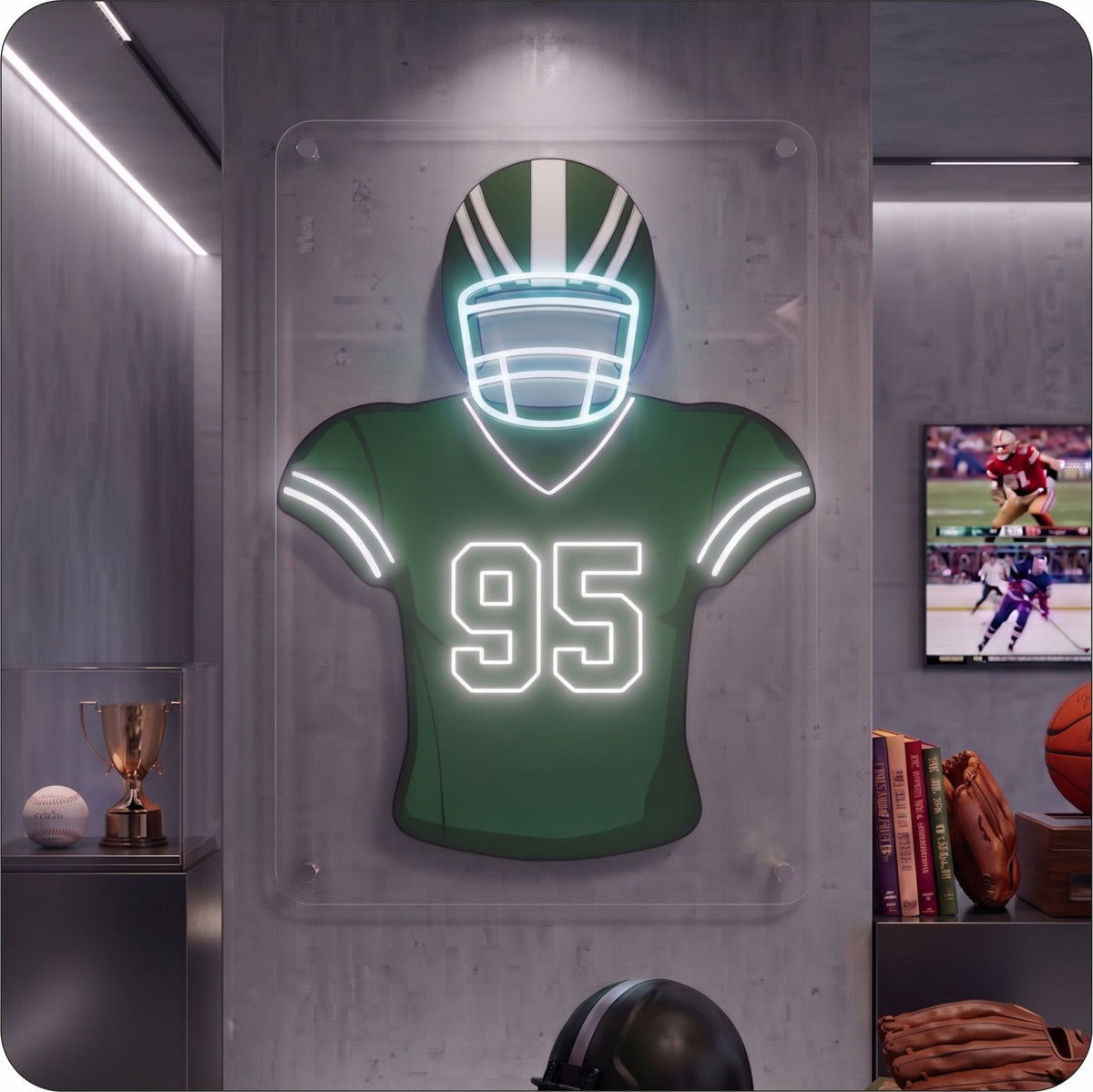 NYJ Jersey Football Neon Artwork Sign