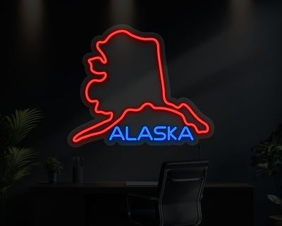 Alaska Map Neon Sign