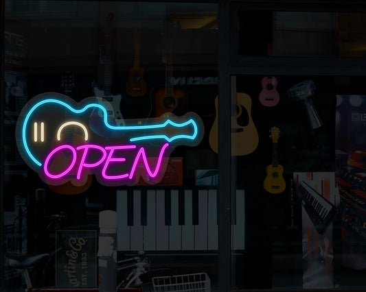 Guitar Open Neon Sign