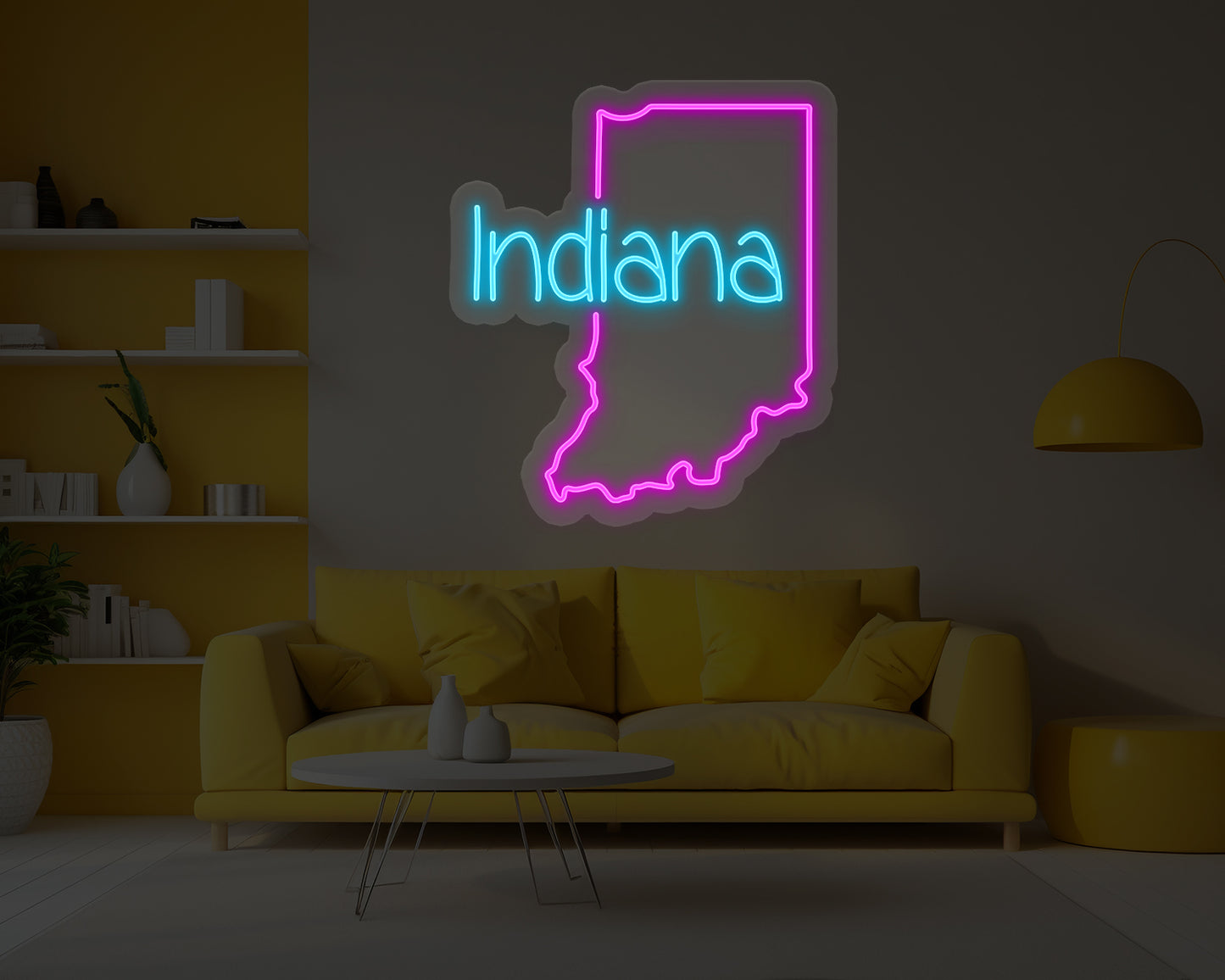 Indiana Map Neon Sign