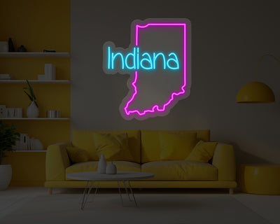 Indiana Map Neon Sign