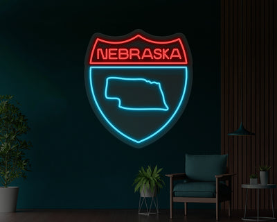 Nebraska Map Neon Sign
