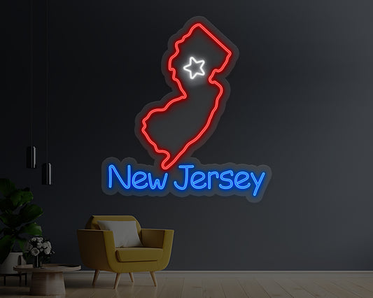 New Jersey Map Neon Sign