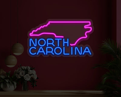 North Carolina Map Neon Sign