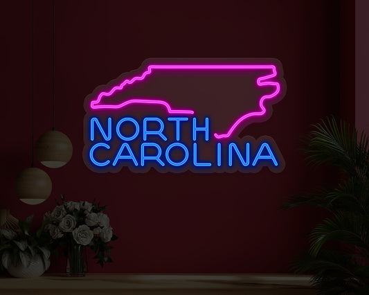North Carolina Map Neon Sign